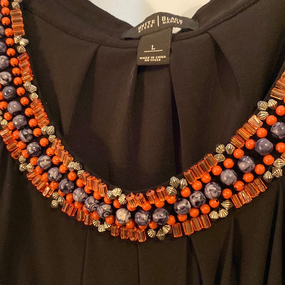 White House Black Market - Drop Waist Coverup or Dress, beaded details at neck.